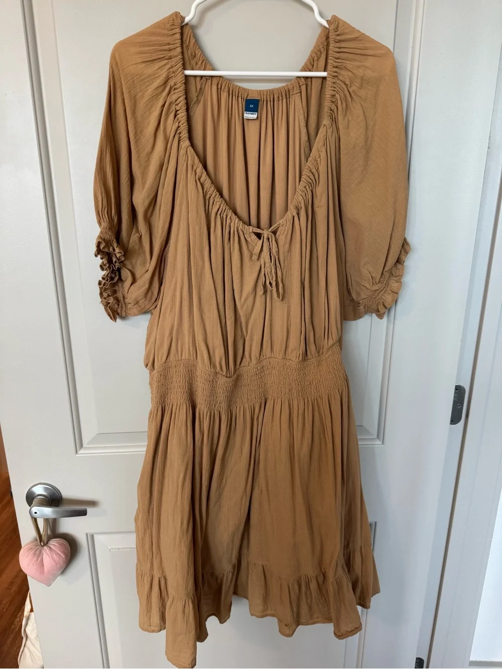 old navy brown ruffle dress Smocked Waist Mini in Camel GL-06.08.26 59 and wear sizes Multi Way Bridesmaid Dresses, Size:XL/ US 12
